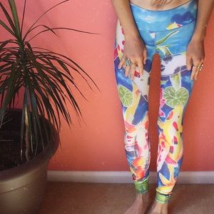 Batik Koi Leggings, Rainbow Colored